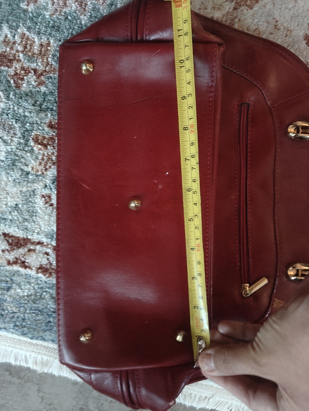 Vintage Italian Genuine Leather Dome Satchel Bag Burgundy Made In Italy - Picture 14 of 14